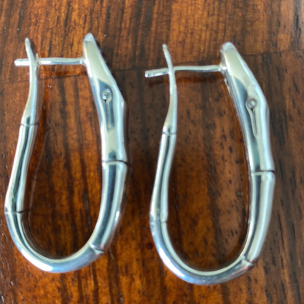 John Hardy Authentic Sterling Silver and Black Sapphire Earrings - Picture 9 of 12